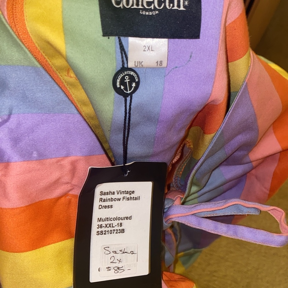 Colorful Striped Off-Shoulder Dress - Picture 5 of 5